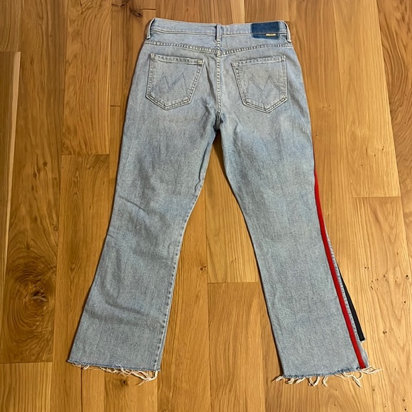 NWOT MOTHER THE INSIDER CROP STEP FRAY THANKS AGAIN RACER STRIPE WIDE LEG JEANS - Picture 11 of 13
